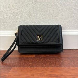 Victorious Secret Black Quilted Leather Wristlet
